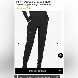 Cherokee Infinity Women's 5-Pocket Jogger Cargo Scrub Pants size XS black